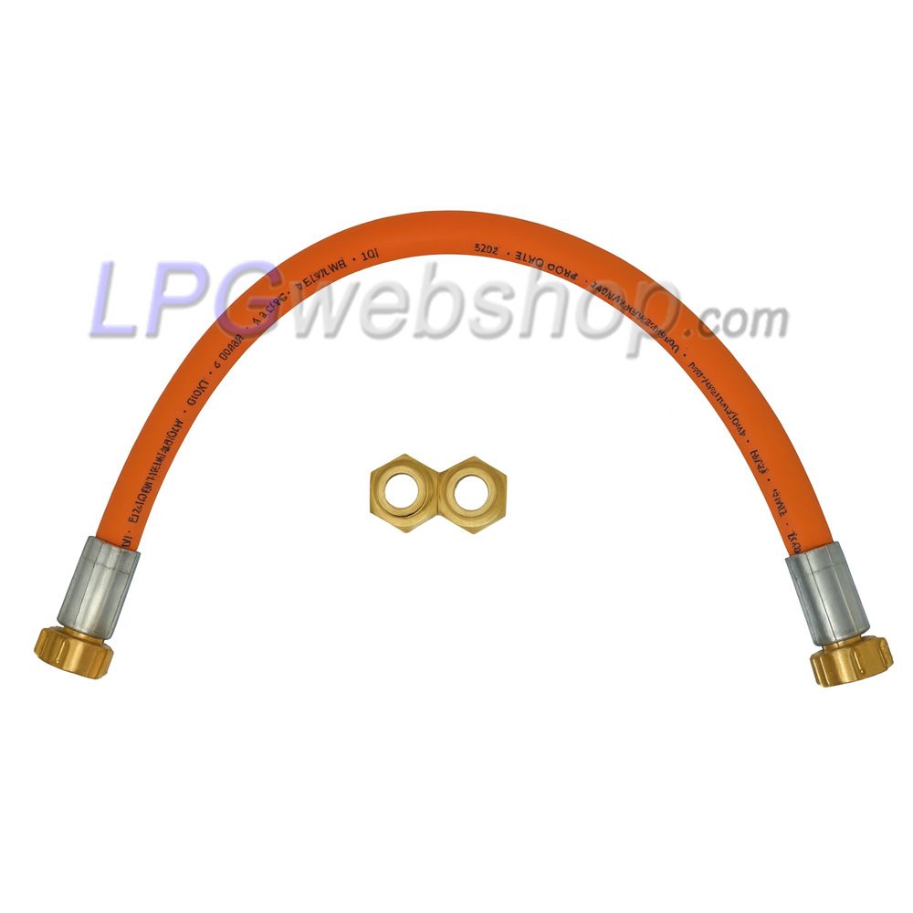 Flexible gaz haute pression 400mm 2x G.2 SHELL-F (21,8 x 1/14 lh) incl. 2 adaptateurs D4 Flexible gaz haute pression 400mm 2x G.2 SHELL-F (21,8 x 1/14 lh) incl. 2 adaptateurs D4