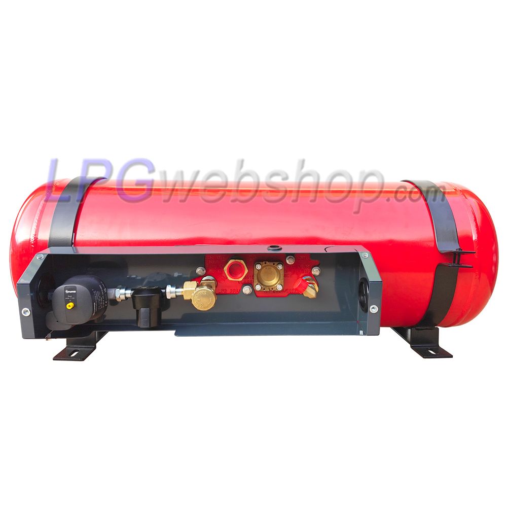 Boîtier étanche allongé pour réservoir GPL pour camping-car avec détendeur de pression Boîtier étanche allongé pour réservoir GPL pour camping-car avec détendeur de pression