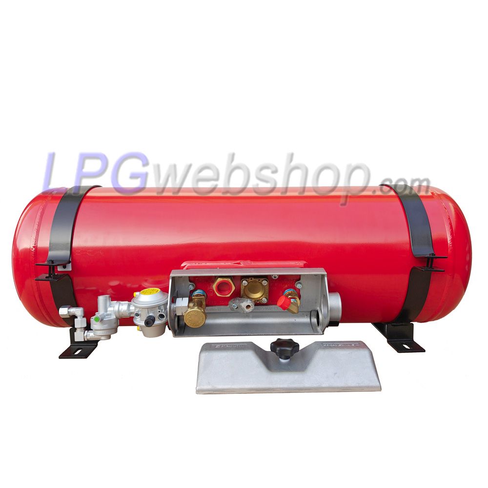 Depósito cilíndrico GLP gasoso para autocaravana 120L (Ø360x1298) 4 furos GZWM Válvulas incluídas Depósito cilíndrico GLP gasoso para autocaravana 120L (Ø360x1298) 4 furos GZWM Válvulas incluídas