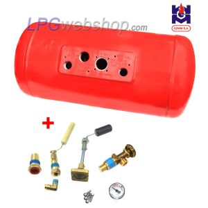 Serbatoio cilindrico Bombola ricaricabile GPL per Camper 70L (Ø315x1004) 4 fori GZWM con Valvole incluse