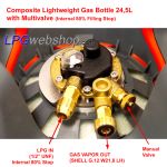 24.5L Lightweight composite LPG gas bottle Refillable up to 80% with MultiValve + Level indicator + Sensor + Wiring