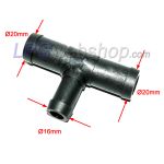 Peça em T para conexões de água 20x16x20mm - Plástico para mangueira de água