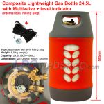 24,5L Leichte Komposit LPG-Gastankflasche nachfüllbar bis 80% mit Multiventil + Füllstandsanzeiger + Sensor + Verkabelung