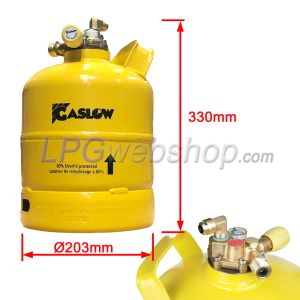 Bouteille de gaz GPL Gaslow en acier 5,5L (2,7kg) Ø203mm R67 rechargeable jusqu'à 80 % avec Polyvanne