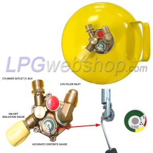 Gaslow Bombona de gas GLP de acero de 14,5L (6kg) Ø246mm R67 recargable hasta 80% con multiválvula