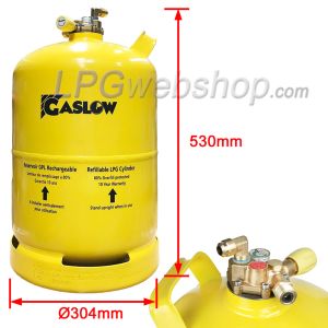 26L (11kg) Gaslow Steel LPG Gas Cylinder Ø304mm R67 Refillable to 80% with MultiValve