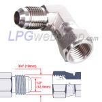 Acoplamiento angular 2x 1/2"UNF macho x hembra para manguera de llenado de GLP - (8KTX-S)