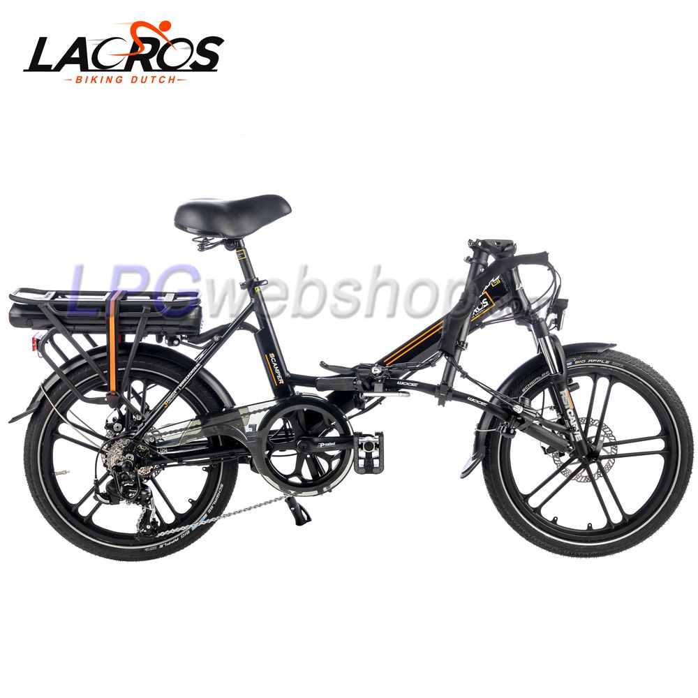 Bicicleta elétrica dobrável Lacros Scamper S400 preta Bicicleta elétrica dobrável Lacros Scamper S400 preta