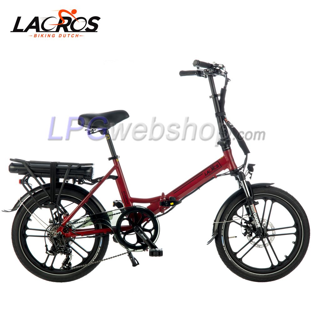 Bicicleta elétrica dobrável Lacros Scamper S400 vermelha Bicicleta elétrica dobrável Lacros Scamper S400 vermelha
