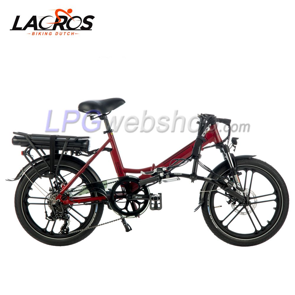 Bicicleta elétrica dobrável Lacros Scamper S400 vermelha Bicicleta elétrica dobrável Lacros Scamper S400 vermelha