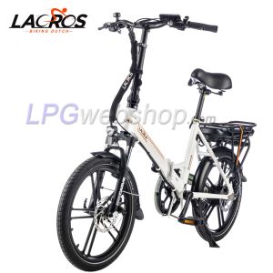 Bicicleta elétrica dobrável Lacros Scamper S400 branca