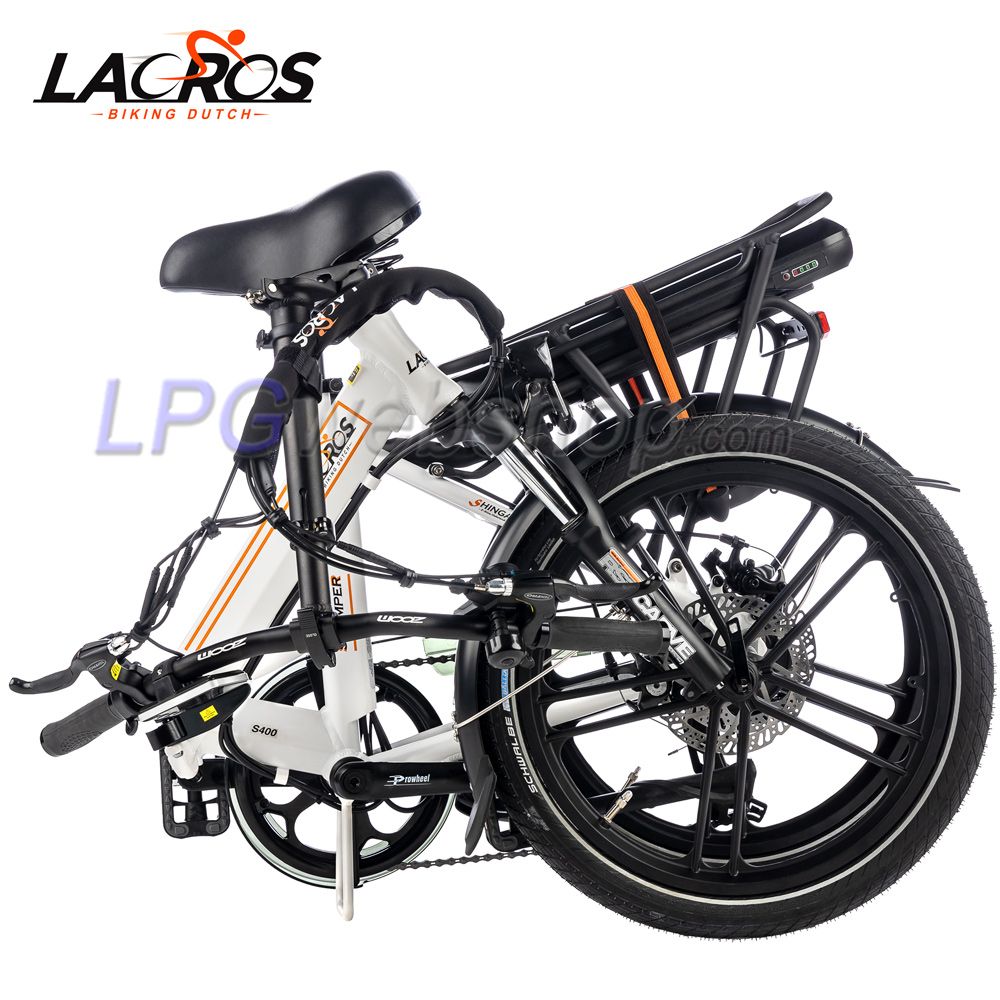 Bicicleta elétrica dobrável Lacros Scamper S400 branca Bicicleta elétrica dobrável Lacros Scamper S400 branca