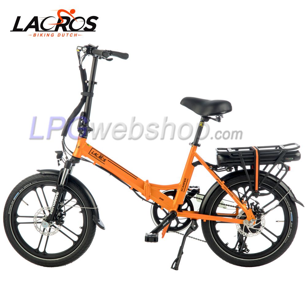 Bicicleta elétrica dobrável Lacros Scamper S400 laranja Bicicleta elétrica dobrável Lacros Scamper S400 laranja