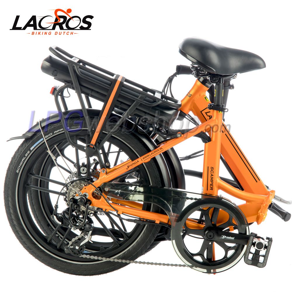 Bicicleta elétrica dobrável Lacros Scamper S400 laranja Bicicleta elétrica dobrável Lacros Scamper S400 laranja