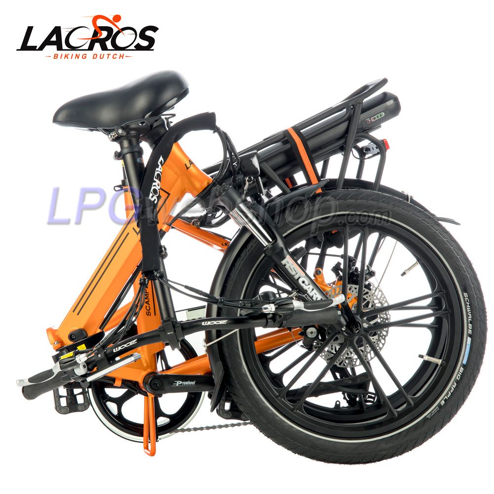 Bicicleta elétrica dobrável Lacros Scamper S400 laranja Bicicleta elétrica dobrável Lacros Scamper S400 laranja