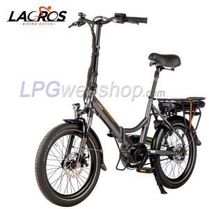 Bicicleta elétrica dobrável Lacros Scamper S600 M410 com correia, Cinza