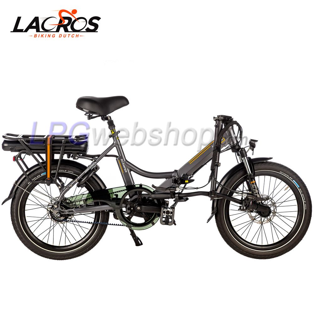 Bicicleta elétrica dobrável Lacros Scamper S600 M410 com correia, Cinza Bicicleta elétrica dobrável Lacros Scamper S600 M410 com correia, Cinza