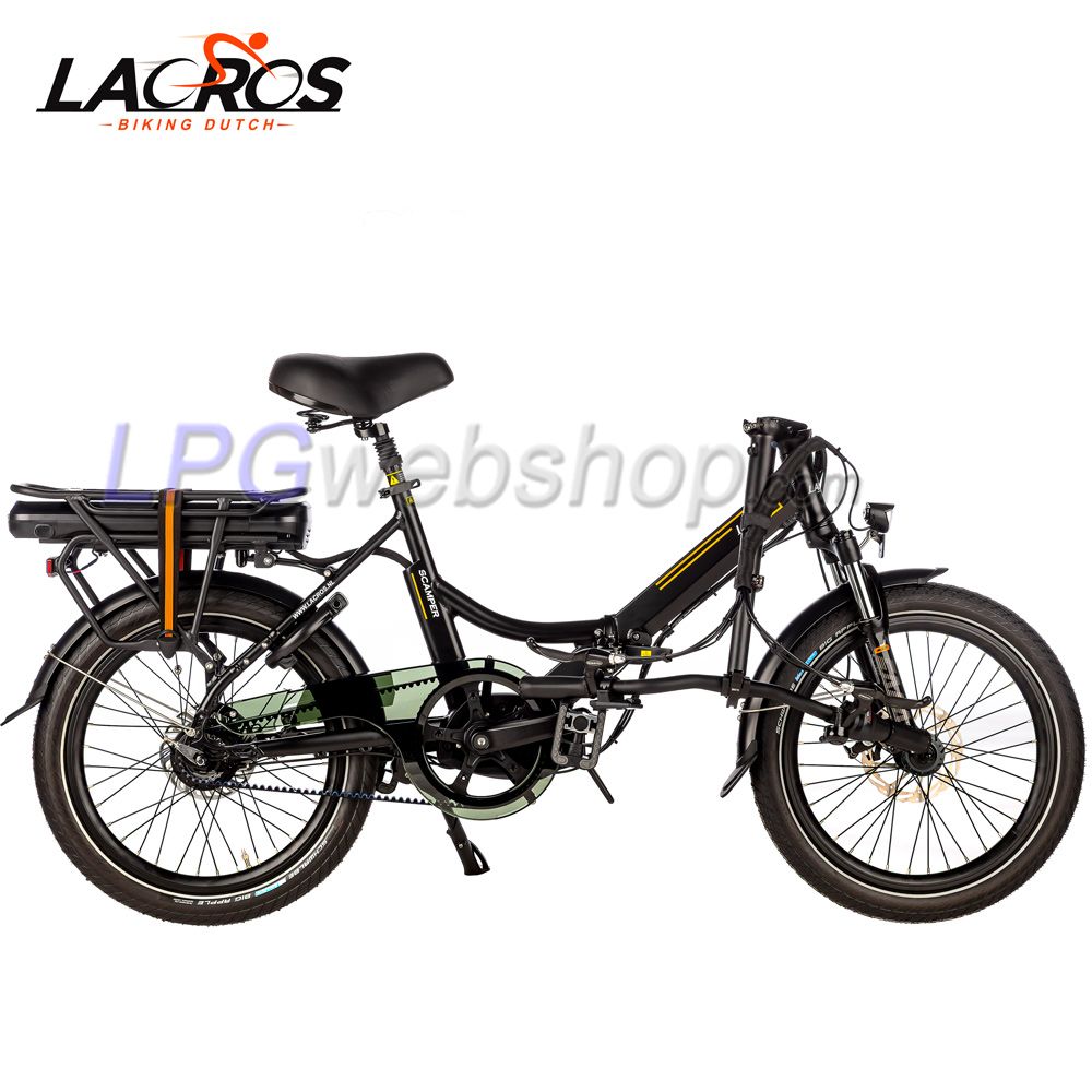 Vélo électrique pliant Lacros Scamper S600 M410 à courroie, Noir Vélo électrique pliant Lacros Scamper S600 M410 à courroie, Noir