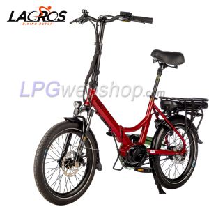 Bicicleta elétrica dobrável Lacros Scamper S600 M410 com correia, Vermelha