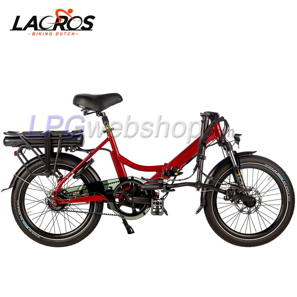 Vélo électrique pliant Lacros Scamper S600 M410 à courroie, Rouge Vélo électrique pliant Lacros Scamper S600 M410 à courroie, Rouge
