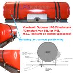 STAKO Cil. LPG-Tank Dampgas 120L (Ø360x1307) Liggend 4-gats 67R incl. appendages - Camper kooktank