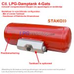 STAKO Cil. LPG-Tank Dampgas 70L (Ø360x789) Liggend 4-gats 67R incl. appendages - Camper kooktank