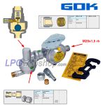 Set de regulador de presión gas GOK DriveOne Horizontal con sensor choque + filtro gas + manguera alta presión G.12 (Shell)