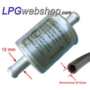 Filtro de gas GLP F-781 de aluminio de 12 mm, desechable