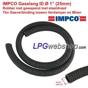 Tuyau de gaz IMPCO 25 mm (1 pouce) par mètre pour le raccordement de gaz entre le réducteur et le mélangeur