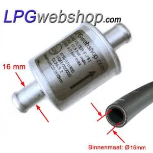 LPG Gas Phase Filter F-781 - Size 16x16mm - Aluminium