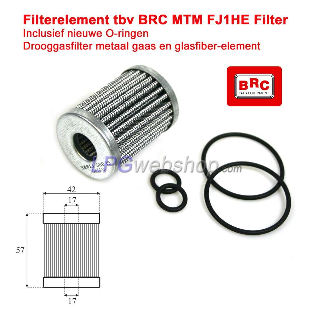 Cartouche de remplacement Filtre gazeux GPL pour boîtier de filtre BRC MTM « FJ1 HE » Cartouche de remplacement Filtre gazeux GPL pour boîtier de filtre BRC MTM « FJ1 HE »