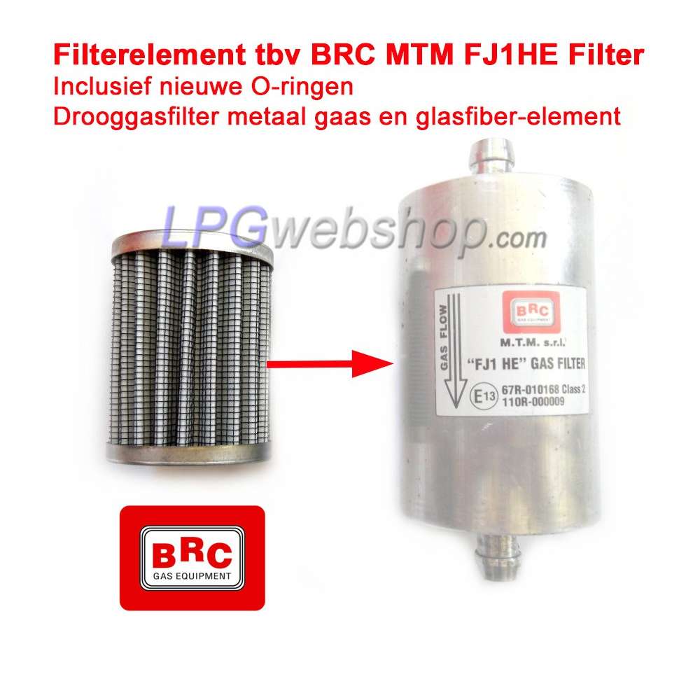 Elemento filtrante GPL + O-ring per alloggiamento filtro BRC MTM "FJ1 HE" Elemento filtrante GPL + O-ring per alloggiamento filtro BRC MTM "FJ1 HE"