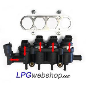 Rail 4 Iniettori Landi Renzo RGI MED GI 25 Incl. Sensore di pressione 3,5 bar