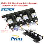 Riel de inyectores GLP Keihin KN8 naranja, 4 inyectores naranjas, 63 cc - Prins VSI - Eurogas Omegas