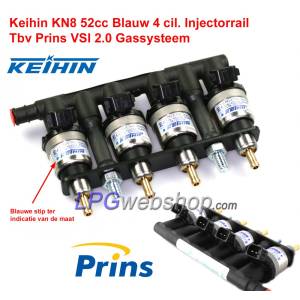 Rail 4x Iniettori Keihin KN8 Blu 52cc - Prins VSI 4/8 cil. GPL/METANO