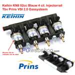 Keihin 4 cil. Injectorrail KN8 Blue 52cc 4x Injector - LPG Prins VSI - Eurogas Omegas