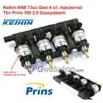 Keihin 4 cyl. Injector rail KN8 Yellow 73cc 4x Injector - LPG Prins VSI - Eurogas Omegas