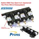 Rail 4x Injetores Keihin KN8 Amarelo 73cc - Prins VSI 4/8 cil. GLP / GNV