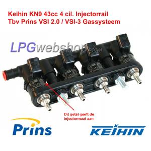 Rail 4 Injecteurs Keihin KN9, taille 43cc (blanc), pour moteurs GPL/GNV Prins VSI 2.0/VSI-3
