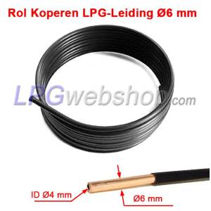 LPG Leiding Koper 6mm met kunststof mantel - Rol van 6 meter