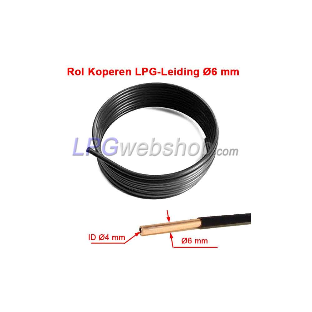 LPG-Rohr aus Kupfer 6 mm mit Kunststoffmantel – Rolle von 6 Metern LPG-Rohr aus Kupfer 6 mm mit Kunststoffmantel – Rolle von 6 Metern