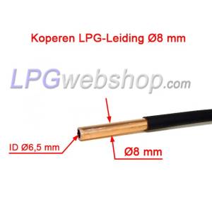Tubo GLP Cobre 8mm com bainha de plástico no comprimento pro metro