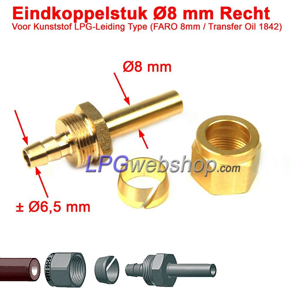 FARO 8mm Raccordo Ø8mm dritto per tubo GPL in plastica (Faro 8mm /KF-0002 / Transfer Oil 1842) FARO 8mm Raccordo Ø8mm dritto per tubo GPL in plastica (Faro 8mm /KF-0002 / Transfer Oil 1842)