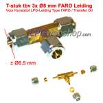 T-Piece Thermoplastic 3x 8mm LPG Pipe 3x connections - (FARO 8mm / Transfer Oil 1842)