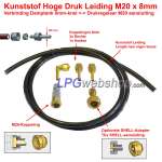 Kunststof Hoge Druk Leiding 4m met M20-koppeling - Tbv verbinding Damptank - Drukregelaar