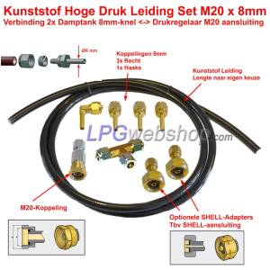 Kunststof Hoge Druk Leiding 6m met M20-koppeling - Tbv verbinding 2x Damptank - Drukregelaar