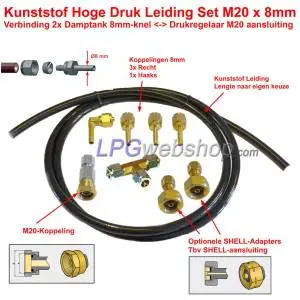 Thermoplastic High Pressure Pipe 6m with M20 coupling - To connect 2x Vapour Tanks to Pressure regulator