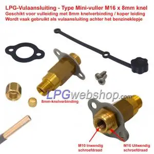 LPG filling connection Mini filler M16 x 8mm compression for LPG filling line and MultiValve LPG tank