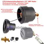 Remplissage GPL Baïonnette encastrée, coudée 1/2"UNF (19 mm) + boîtier en plastique