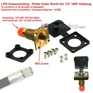 LPG Filling Point W21,8 - 1/2"UNF (19 mm) Straight + Plastic Cap